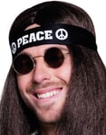 Svart Peace Hippie Hårband