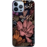 Apple iPhone 13 Pro Max Transparent Mobilskal Tecknade blommor