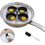 4 koppar äggpocheringsform - Rostfritt stål pocherad äggkokare  Induktionshäll äggpocheringsform köksredskap set med 4 nonstick stora silikon äggpocheringsformar