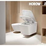 Horow - Cuvette wc Suspendu sans Rebord avec Charniere Abattant Soft-Close - Toilette Suspendu en Céramique Blanc