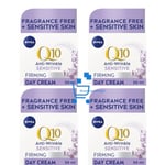 4 x 50ml Nivea Q10 Anti-Wrinkle Firming Day Cream for Sensitive Skin SPF15