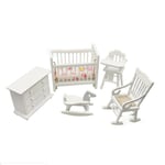 5pcs 1:12 Dollhouse Miniature Baby's Room Furniture Set Crib Cab One Size