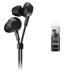 Philips Earphones E4105BK/00 with Microphone, Black – 2020/2021 Model & Sony MDR-EX15AP Earphones with Smartphone Mic and Control - Black