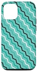 Coque pour iPhone 12/12 Pro Turquoise Teal Zigzag Wavy Diagonal Lines Stripes Pattern
