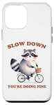 Coque pour iPhone 12 mini Raccoon Slow Down Relax Breathe Self Care You're Ok Vélo