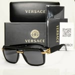 Authentic Versace Mens Black Gold Medusa Square Sunglasses 4399 GB1/87