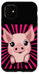 iPhone 11 Pink Mini Pig Sunburst Cute Piggy Case