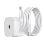 20W Snabbladdare för iPhone 15 / iPhone 16, Samsung med USB-C till USB-C Kabel Vit
