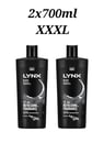 2x Lynx Black 700ml XXXL Shower Gel Body Wash for Men, Extra Large Bottles