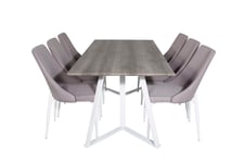 Venture Design Marina & Leone matgrupp Grå/vit 6 st stolar & bord 180 x 90 cm