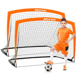 Dimples Excel Football Goal Pop up Football Net Post Football Training for Kids Garden Festival Gift 2 Pack (5'×3.6', Orange)