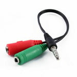 3.5mm Headphone Microphone Jack Y Splitter Cable 4 Pole Mic Adapter Headset Aux