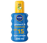NIVEA SUN Protect & Moisture Sun Spray SPF15 (200ml), Moisturising Suncream Spr