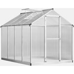 Serre de jardin aluminium polycarbonate 4,6 m² dim. 2,42L x 1,9l x 1,95H m fondation lucarne porte loquet - Transparent