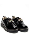Lelli Kelly Leah Rainbow Lace Up School Shoe, Black Patent, Size 10 Younger