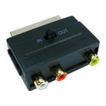Switchable 3 RCA Phono to Scart Adapter Block for Games Console AV Cables