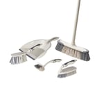 Tower T769002MSH 5-in-1 Cleaning Set with Dust Pan and Brush/Kitchen Broom/Dish Brush/Scrub Brush, Latte & Grey