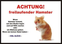 Indigos UG – Attention/Fun Plaque – Hamster Plaque de porte A4 env. Plaque de porte en PVC 30 x 21 cm 3 mm Pour cage, vignettes, animal de compagnie, porte, animaux, aquarium
