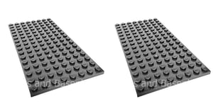 LEGO 8x16 BLACK x 2  Base Plate  8x16 STUDS (PINS)  Brand New