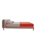 Ruché Bed 160x200 Low, Red Stained Beech, Fabric Cat. D, Harald 3 Elephant 4181