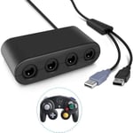 Gamecube Controller Adapter,pour Super Smash Bros Adaptateur avec 4 Ports pour Wii U,Nintendo Switch et Ports USB pour PC (Noir)