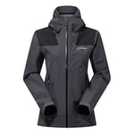 Berghaus Women's Paclite Dynax Gore-Tex Waterproof Shell Jacket, Lightweight Coat, Grey Pinstripe/Jet Black, 16