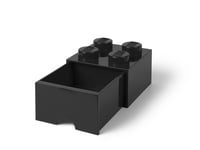 Brique noire de rangement LEGO® à tiroir et à 4 tenons