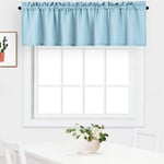LinTimes Curtain Valance,Water-proof Waffle Woven Textured Valance for Bathroom Short Window Curtain, Rod Pocket Tailored Kitchen Valance Curtain Cafe Curtains - W 60" x H 15",Blue, One Panel