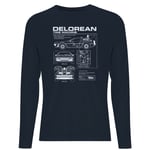 Back To The Future Delorean Schematic Unisex Long Sleeve T-Shirt - Navy - M - Navy