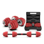 J&SKD Fitness Dumbbell Electroplated Dumbbell with Boxed Weight Adjustable Dumbbell Set Fitness Equipment Household Dumbbell Male And Female Dumbbell Combination,Red,30kg