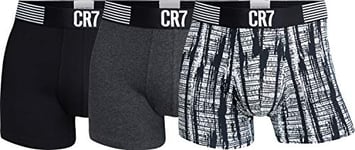 CR7 Cristiano Ronaldo Men's Cr7 3-pack Men's Cotton Trunks, Black, Grey, Blue, XL UK