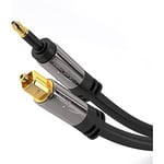 Mini-TOSLINK optical audio cable with signal protection – 7.5m (Mini-TOSLINK to TOSLINK, digital S/PDIF cable/fibre optic cable for soundbars, stereo systems/amps, Hi-Fi) by CableDirect
