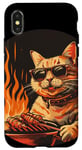 Coque pour iPhone X/XS Superbes lunettes de soleil chat aime le barbecue avec ses amis et sa famille