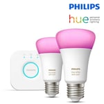 Philips Hue 10 Watt E27 Twin Bulb with Mini Starter Kit - Wireless Lighting Set