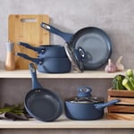 Ceramic Blue 5-Piece Pan Set with Grey Sparkling Non-Stick Coating