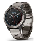 Garmin quatix 6 - 47 mm - gris titane - montre intelligente avec bande - titanium - argent - taille du poignet : 132-215 mm - affichage 1.3" - 32 Go - Bluetooth, Wi-Fi, ANT+/ANT - 120 g