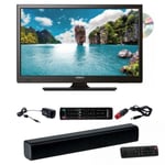 ANTARION Pack TV LED 24" 60cm Téléviseur HD Lecteur DVD + Barre de Son Compact