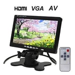 BW 7 Inch TFT LCD Car Monitor HDMI Car Monitor Car Headrest Monitor - HD 1024x600 Native Resolution, HDMI + VGA + AV Video Inputs/Outputs and Speaker , PC Monitor with 360 Degree Rotating Stand and Dual Power Supply Interface
