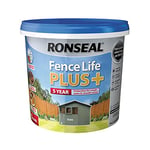 RONSEAL RSLFLPPS5L FLPPS5L Fence Life Plus+ Slate 5 Litre, 5 l (Pack of 1)