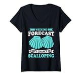 Womens Weekend Forecast 100% Chance Of Scalloping V-Neck T-Shirt