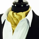 Mens Ascot Tie Scarf Gold Paisley Cravat Silk Woven Silk Blend