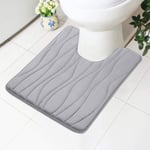 Soft U-Shaped Toilets Pedestal Mat - Non-Slip Toilet Floor Mats Memory Foam Bathroom Pedestal Mat for Toilet, 50 x 60 cm, Grey