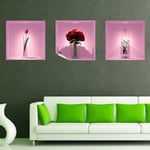 Stickers adhésifs 3D | Sticker Mural Autocollant effet 3D Bouquet de roses rouges - Stickers muraux Chambre Adulte - Stickers muraux 3D - Déco Salon - Autocollants muraux Trompe l'oeil | 40x120cm