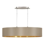 Pendant Light Colour Satin Nickel Shade Taupe Gold Fabric Bulb E27 2x60W