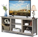 TV Cabinet for Tvs up to 65”, Wooden TV Unit Table with 6 Open Storage Shelves