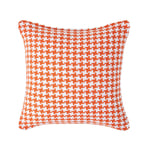 HOMESCAPES Orange Houndstooth Cushion Cover, 100% Cotton, 24 x 24 Inches, A Great Fit for Sofa or Settee Cushion, or as Display Cushion for your Bed or Conservatory