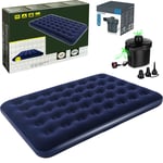 Bestway Double Airbed Flocked Camping Inflatable Mattress Air Bed+ Electric Pump