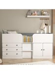 Very Home Peyton Kids Mid Sleeper Bed with Drawers, Cupboard and Mattress Options (Buy and SAVE!) - White/Grey - Cabin Bed With Standard Mattress, Grey