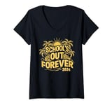 Womens School's Out Forever Teacher Retirement 2024 V-Neck T-Shirt