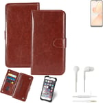 Case For Realme C31 brown + Earphones Protective Flip Cover Folding Bag Book Cel